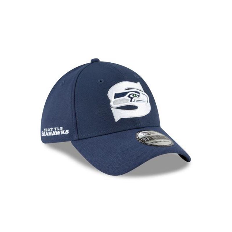 NFL Seattle Seahawks Logo Mix 39Thirty Stretch Fit (GSZ9459) - Blue New Era Caps